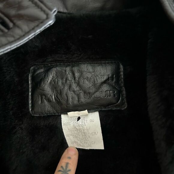 Elegant Black Leather Hooded Coat for Women Size 2 - Picture 11 of 16